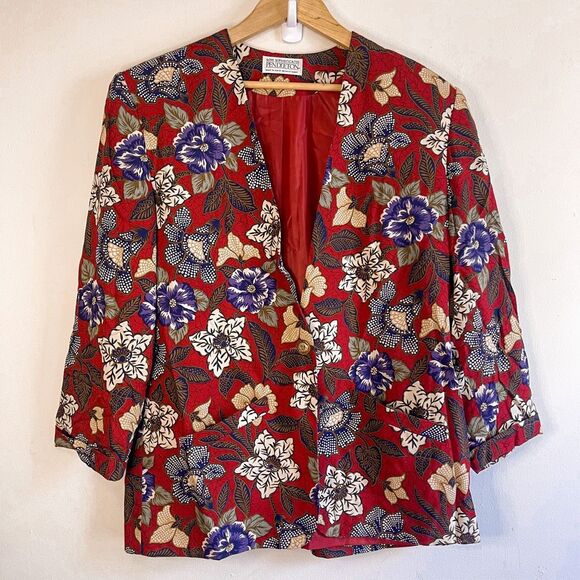 Vintage Pendleton Miss Sophisticates Floral Print Blazer Size 16 - Picture 1 of 8